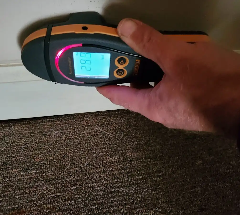 Moisture detection at baseboard during Sewage Cleanup & Sanitation in Chesapeake